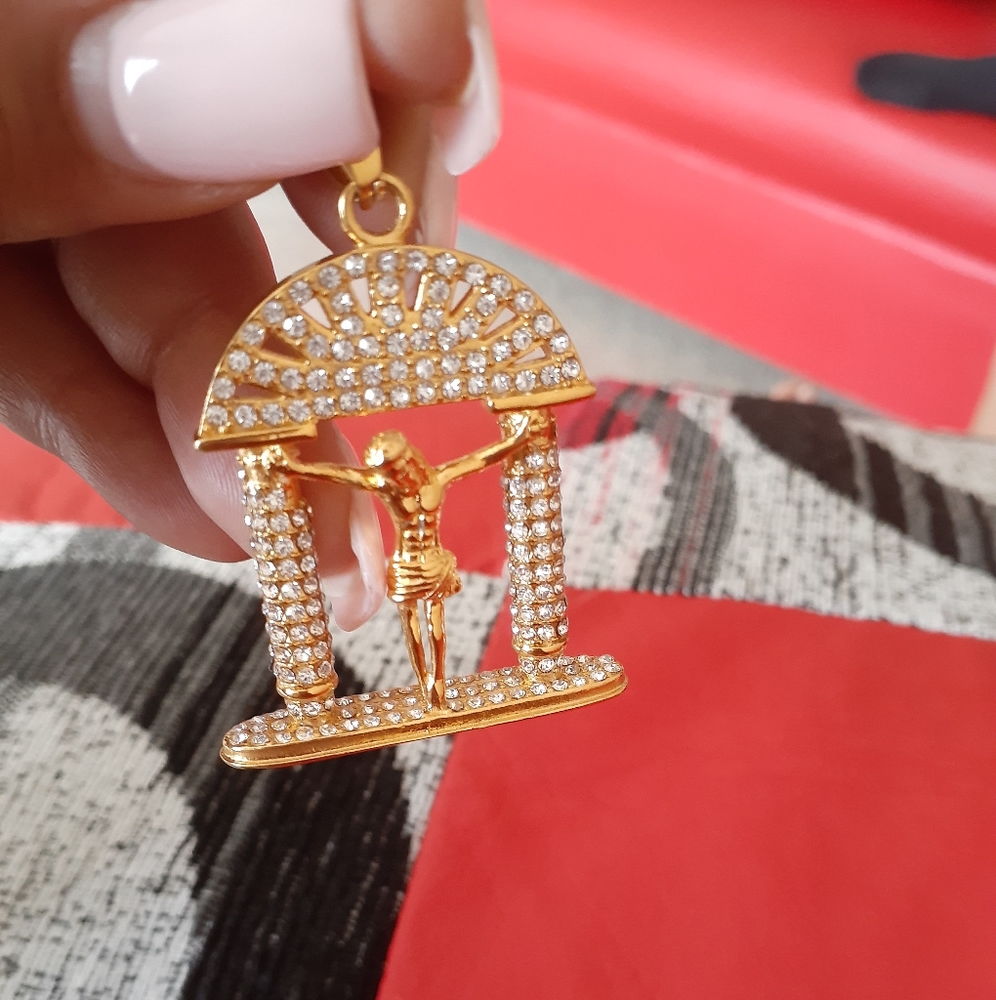 Jesus charm with diamonds stainless steel